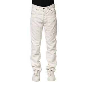 Jeckerson White Cotton Stretch Straight Fit Men Denim Men's Jeans